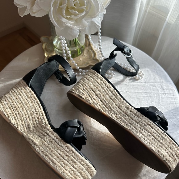 Calvin Klein Thea Black Braided Wedge Strap Sandals size 10 - Picture 4 of 8